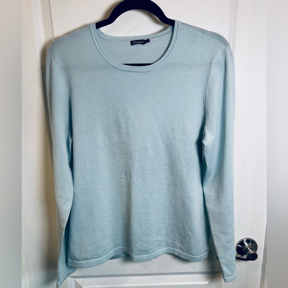 J. McLaughlin Ice Blue Jamey‎ Shimmer Sweater Women’s Size Large